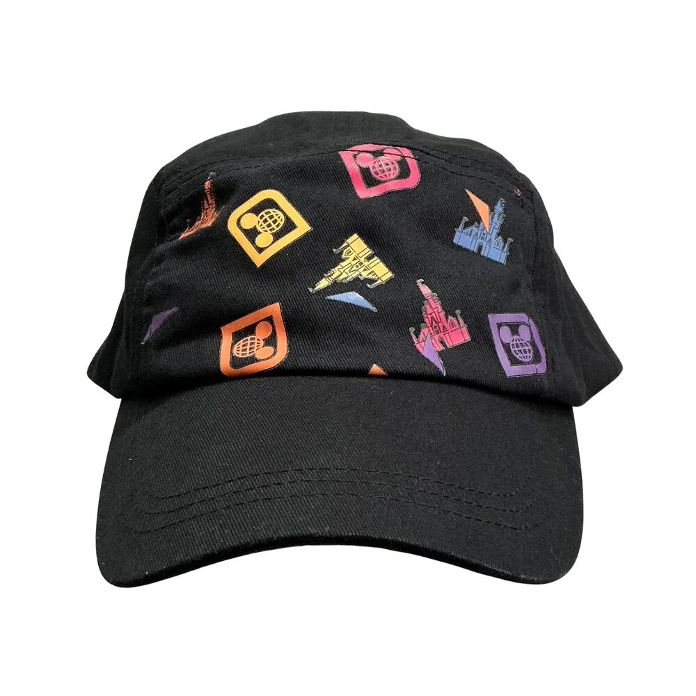 Disney Parks Walt Disney World Cinderella Castle Logo Black Baseball Hat Cap OS